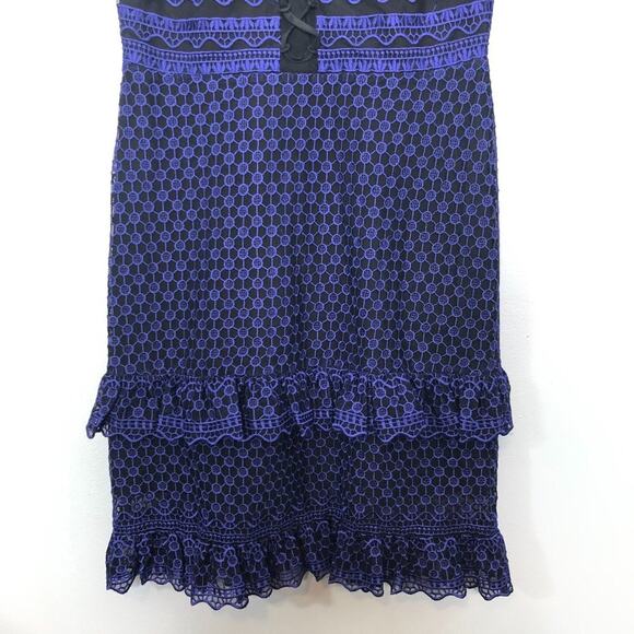 Parker Emilia Blue Ruffle Lace Mini Dress Small - Picture 4 of 10
